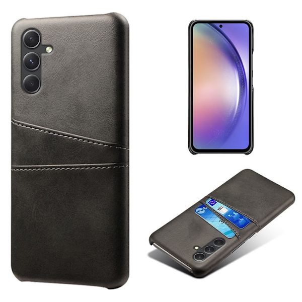 SKALO Samsung A35 5G PU-Läder Korthållare Skal - Svart Svart