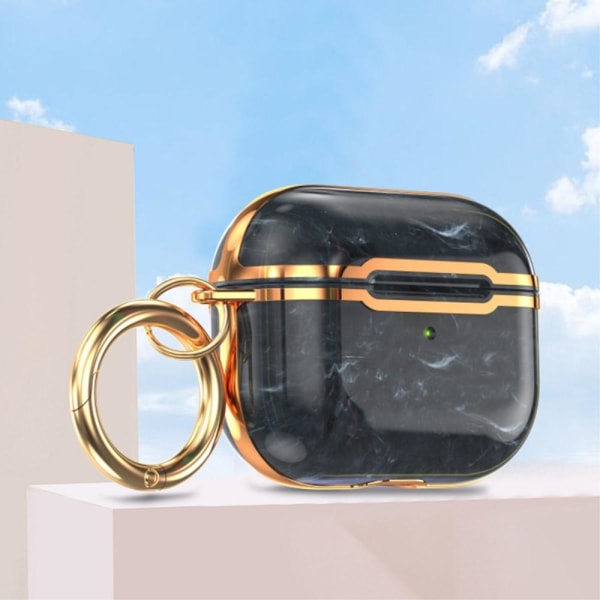 SKALO AirPods Pro 2 Gold Edge Marble TPU-Cover med nøglering - # Multicolor