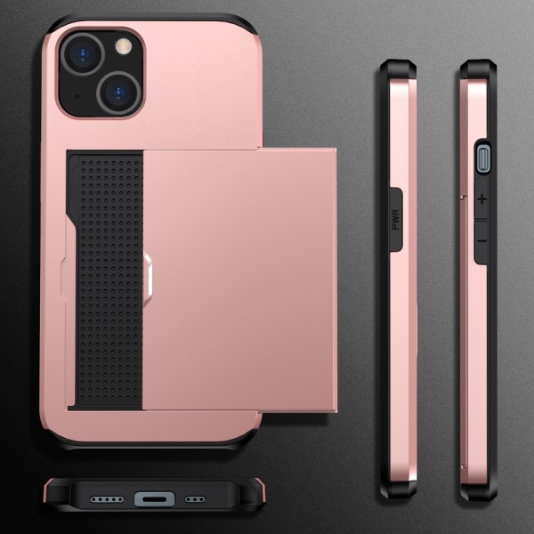 SKALO iPhone 15 Plus Armor Skal Korthållare - Roséguld Rosa guld