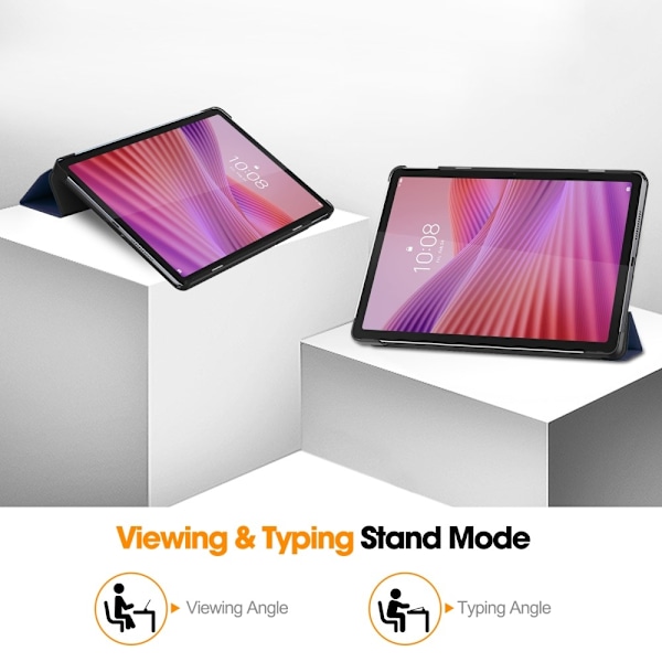 SKALO Lenovo Tab 10.1" Trifold Kotelo - Tummansininen Dark blue