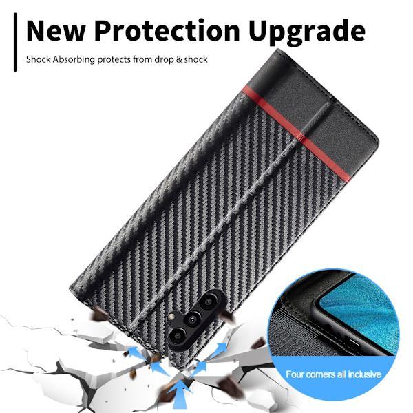 SKALO Samsung A15 4G LC.IMEEKE Carbon Fiber Plånboksfodral i PU-Läder - Svart Svart