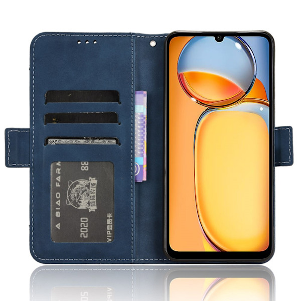SKALO Xiaomi Redmi 13C 4G 6-lokeroa Lompakkokotelo - Sininen Blue