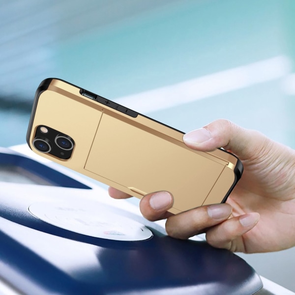 SKALO iPhone 14 Armor Skal Korthållare - Guld Guld