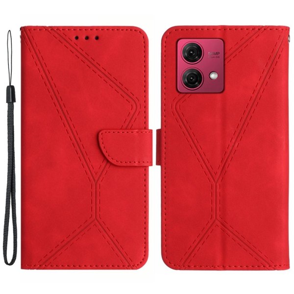 SKALO Motorola Edge 40 Neo 5G Embossed Plånboksfodral i PU-Läder Röd