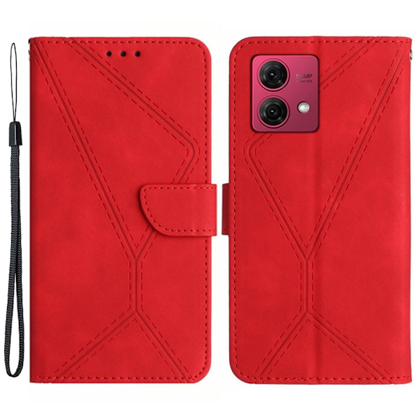 SKALO Motorola Edge 40 Neo 5G PU læderpung med prægning - Rød Red