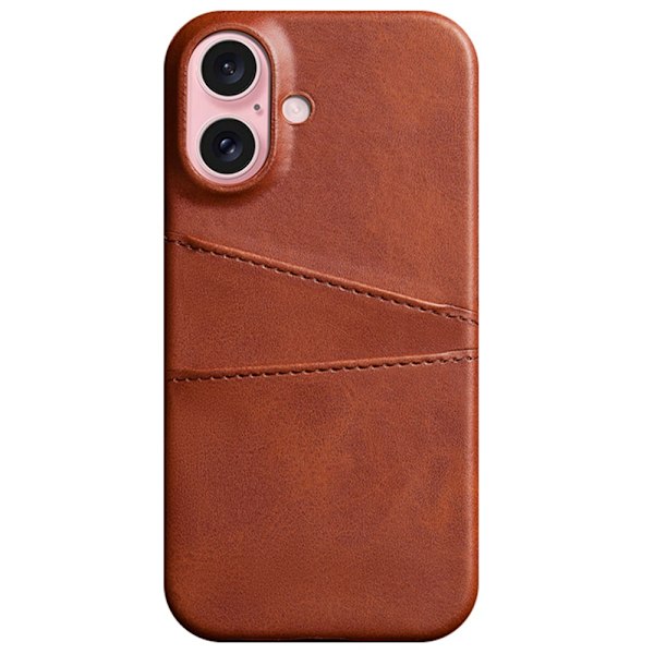 SKALO iPhone 16 Plus PU-Läder Korthållare Skal - Brun Brun