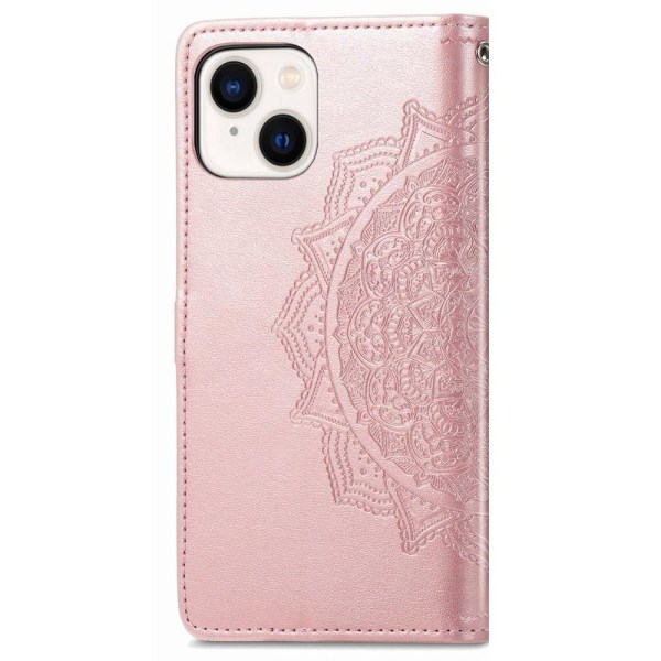 SKALO iPhone 14 Mandala lompakkokotelo - Ruusukulta Pink gold