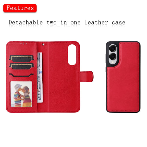 SKALO Samsung S25 Edge 2-i-1 Magnetisk Aftagelig Flip Cover - Rød Red