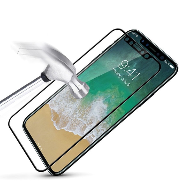 SKALO iPhone X/XS Heltäckande Skärmskydd Härdat Glas - Fler färg Vit
