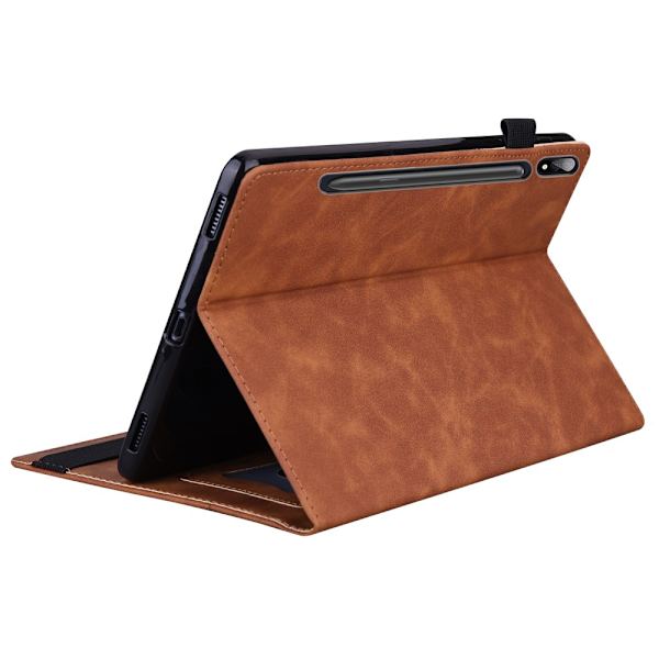 SKALO Samsung Tab S8 Ultra PU-nahkainen lompakkokotelo, jossa on kynäosasto - Ruskea Brown
