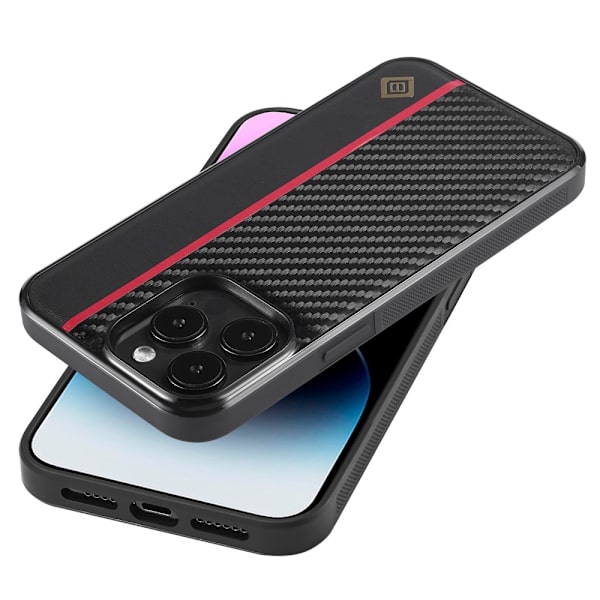 SKALO iPhone 15 Pro Max LC.IMEEKE Carbon Fiber PU-Läder Skal - Svart Svart