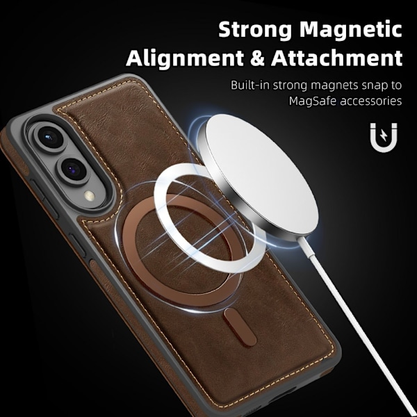 SKALO Samsung S25 Edge Slim Lompakkokotelo - Tummanruskea Dark brown