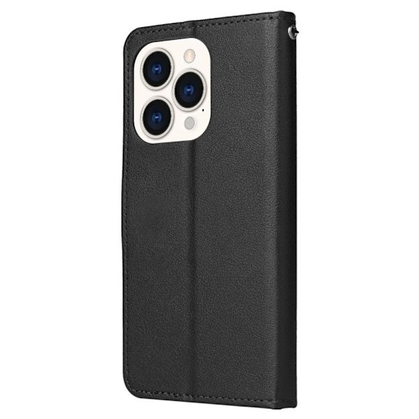 SKALO iPhone 15 Plus Flip Cover m. pung i PU-læder - Sort Black