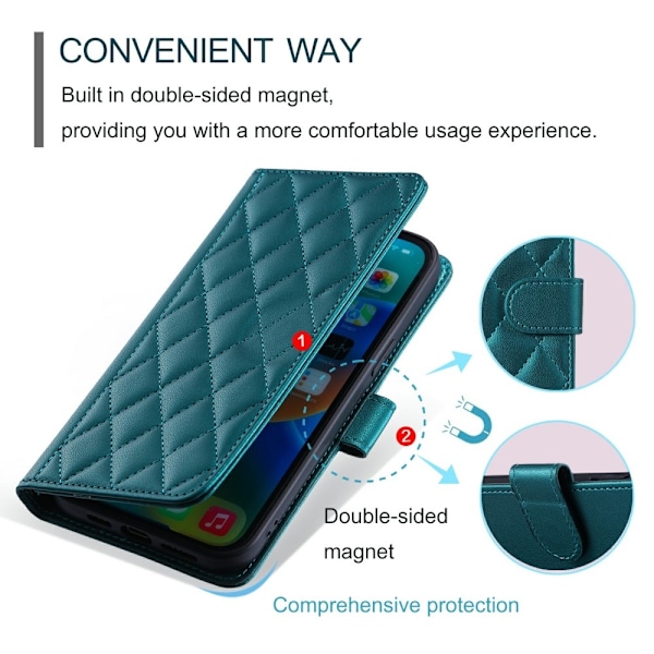SKALO Samsung S25 Edge Quiltat Axelrem Plånboksfodral - Grön Grön
