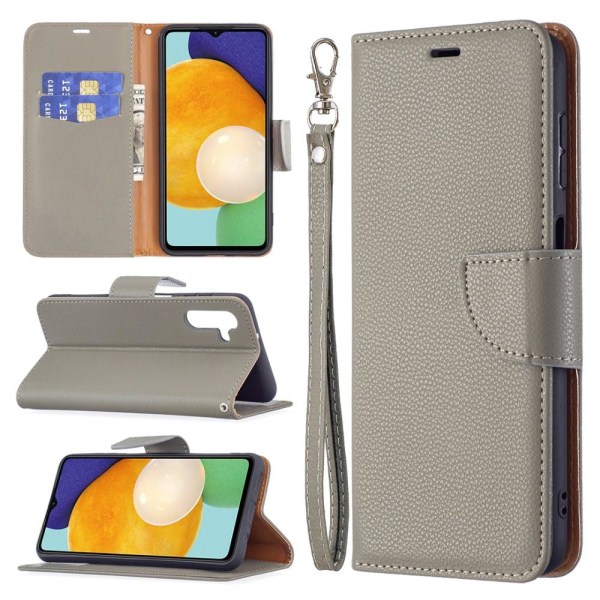 SKALO Samsung A13 5G Premium Litchi Plånbok - Grå grå