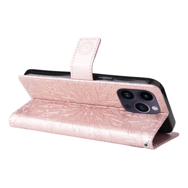 SKALO iPhone 15 Pro Max Mandala lompakkokotelo - Ruusukulta Pink gold