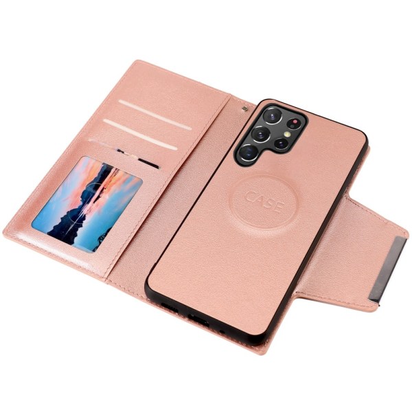 SKALO Samsung S23 Ultra DOLIZMA 2 i 1 magnetisk pungetui - Rosa Pink gold
