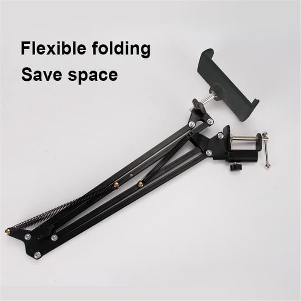 SKALO Justerbart Stativ til Mobil og Tablet med Lang Arm bordmontering - Sort Black