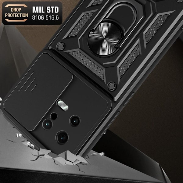 SKALO Xiaomi 13 5G Armor hybridi metallirengas kameran liukusäädin - - Musta Black