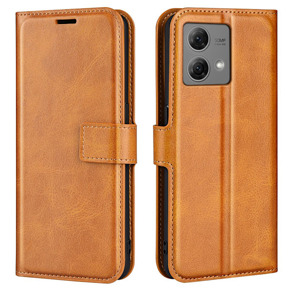SKALO Motorola Moto G84 5G Premium Wallet Lompakkokotelo - Vaaleanruskea Light brown