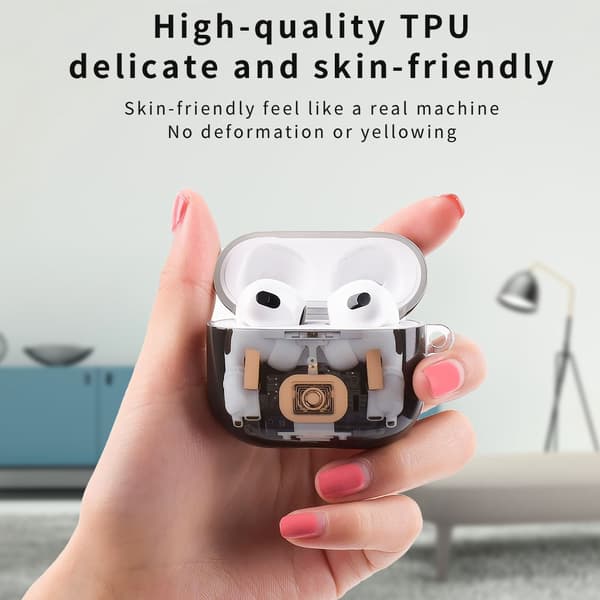 SKALO Mechanical Structure TPU Cover til AirPods 4 - Sort Black