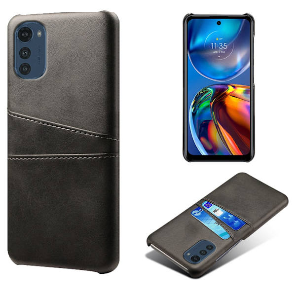 SKALO Motorola Moto E32/E32s PU-læder Kortholder Cover - Sort Black