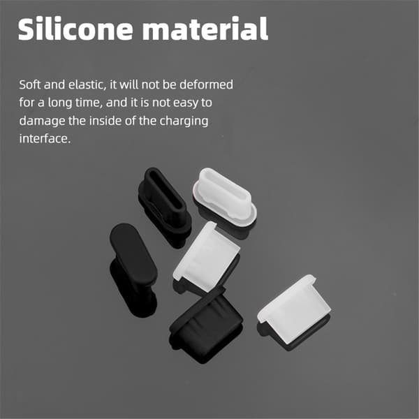 SKALO 3-PACK Silikoninen Pölysuoja USB-C:lle - Musta Black