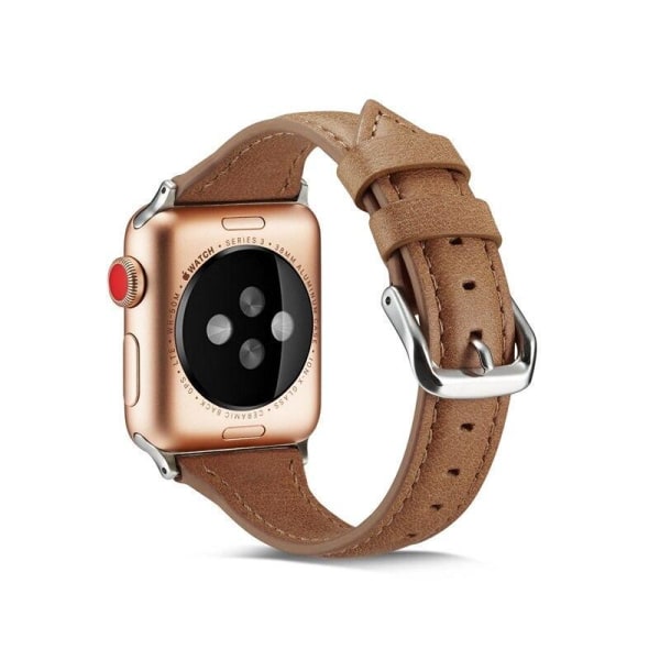 SKALO Smalt Læderarmbånd Apple Watch Series 1-3 38mm - Vælg farve Light brown