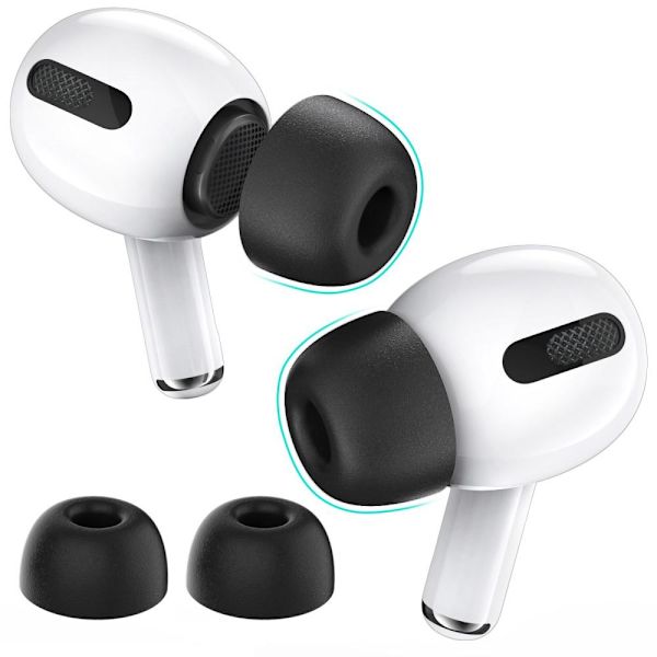 AHASTYLE AirPods Pro 1/2 Öronkuddar med Memory Foam Svart - Large Svart