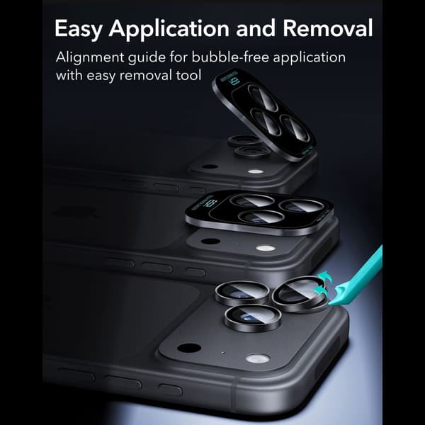 ESR Armorite Camera Protector Kamerabeskyttelse i Hærdet glas til iPhone 18 Pro Max - Sort Black
