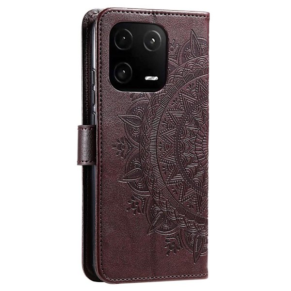 SKALO Xiaomi 13 5G Mandala lompakkokotelo - Ruskea Brown