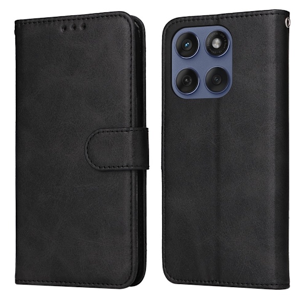 SKALO Motorola Edge 60 PU-læder Flip Cover - Vælg farve Black