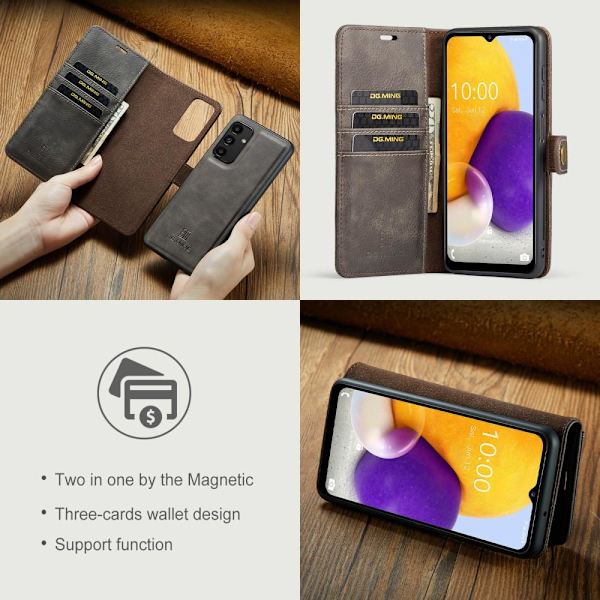 DG MING Samsung A13 4G 2-i-1 Magnet Plånboksfodral - Grå grå
