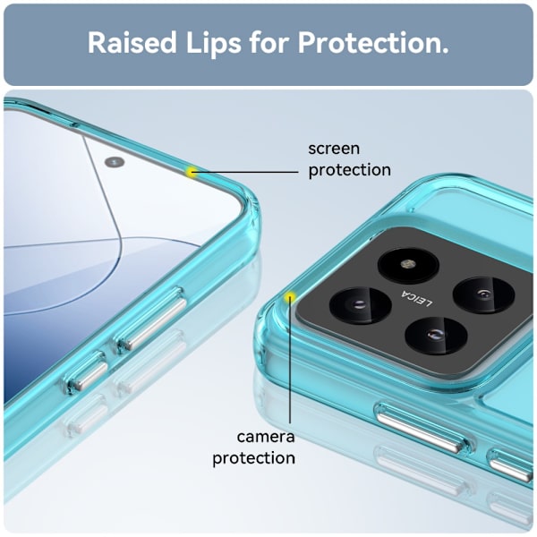 SKALO Xiaomi 14 5G Läpinäkyvä TPU Metal Buttons Suojakuori - Turkoosi Turquoise