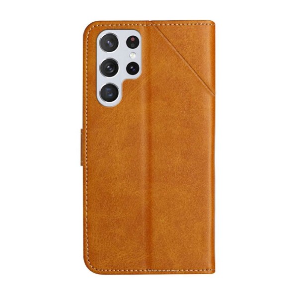 SKALO Samsung S22 Ultra Embossed Plånboksfodral i PU-Läder - Ljusbrun Ljusbrun