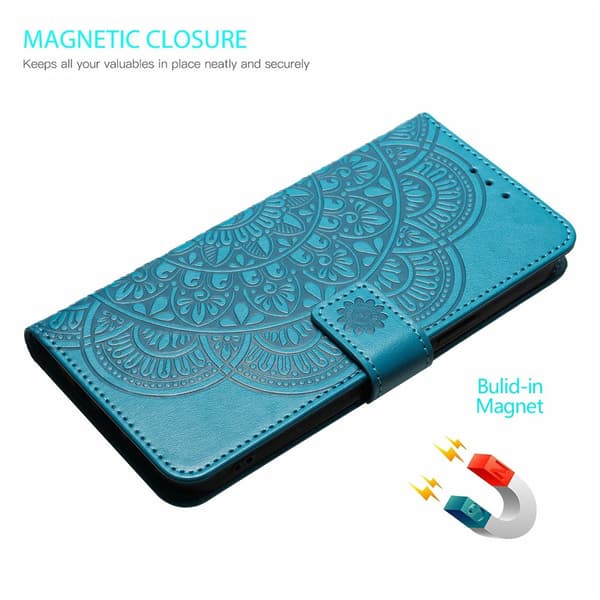 SKALO Mandala Blomst Flip Cover til Xiaomi Redmi Note 17 Pro - Blå Blue