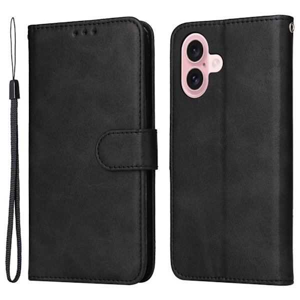 SKALO iPhone 16 PU-Läder Plånboksfodral - Fler färger Svart