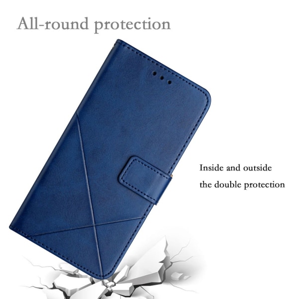 SKALO Samsung A23 5G PU læderpung med prægning - Blå Blue