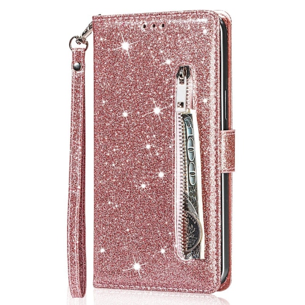 SKALO Samsung S25 Ultra Glitter Dragkedja Plånboksfodral - Roséguld Rosa guld