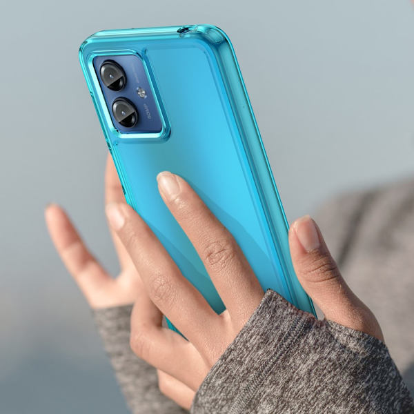 SKALO Motorola Moto G14 Transparent TPU Metal Buttons Cover - Turkis Turquoise