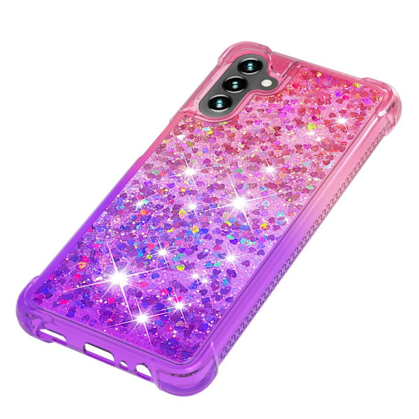 SKALO Samsung A34 5G Kvicksand Glitter Hjärtan TPU-skal - Rosa-Lila multifärg