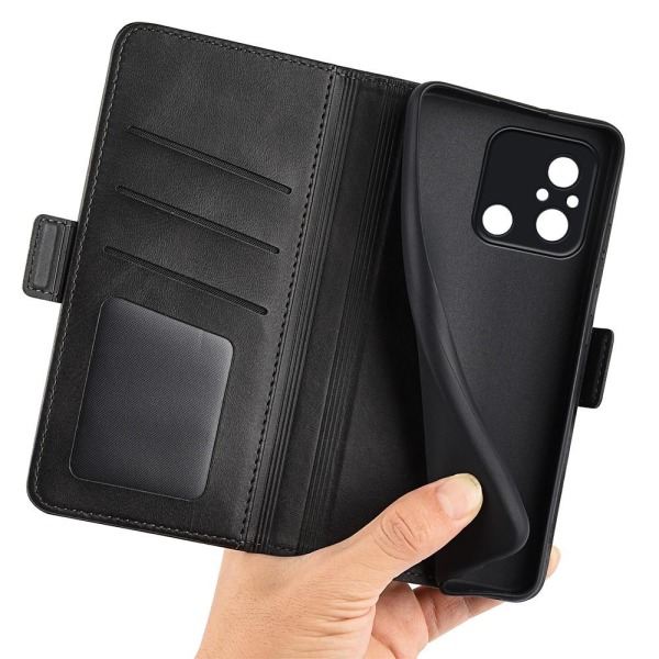 SKALO Xiaomi Redmi 12C 4G Premium Wallet Lompakkokotelo - Musta Black