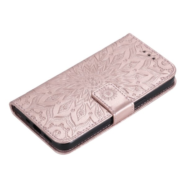 SKALO iPhone 15 Pro Max Mandala Plånboksfodral - Roséguld Rosa guld