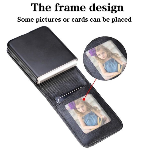 SKALO Samsung Z Flip5 PU-læder Cover med Pung - Sort Black