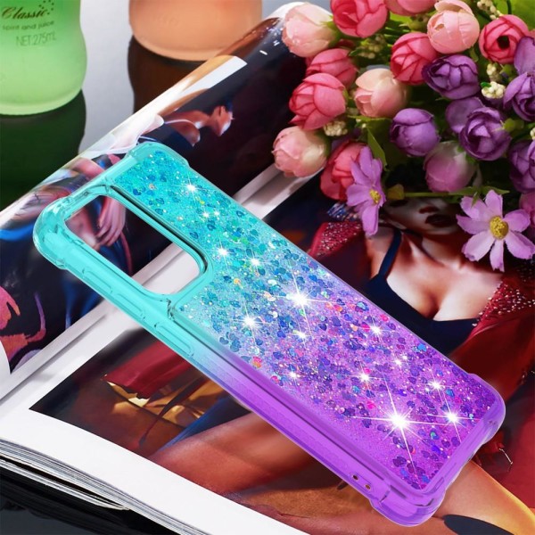 SKALO Samsung A33 5G Kvicksand Glitter Hjärtan TPU-skal - Turkos multifärg
