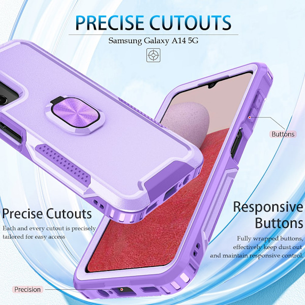 SKALO Samsung A54 5G Armor Hybridi metallirengas kuori - Violetti Purple