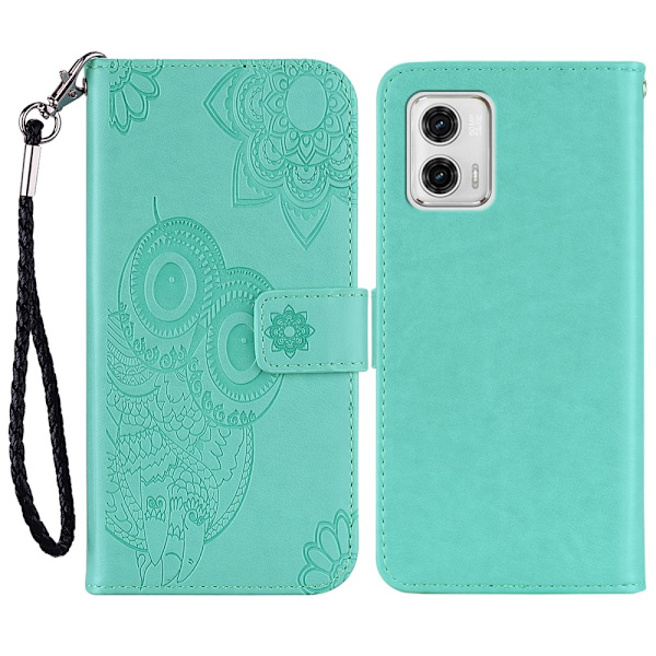 SKALO Motorola Moto G23 4G Mandala Owl Flip Cover - Turkis Turquoise