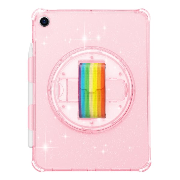 SKALO iPad 10.2 Armor Rainbow Glitter Skal Handtag/Stativ - Rosa Rosa