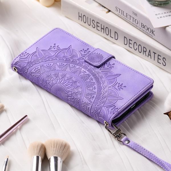 SKALO Samsung A34 5G Big Wallet Mandala Lompakkokotelo - Violetti Purple