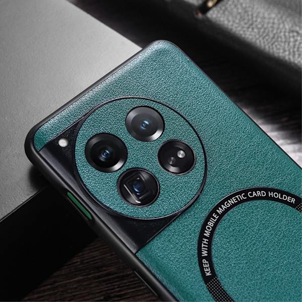 SKALO OnePlus 12 5G PU-Läder Hybrid Magnetring Skal - Röd Röd